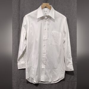 NWOT Paul Fredrick 80s Two Ply Pinpoint Oxford Shirt Men's 15/32 White Office